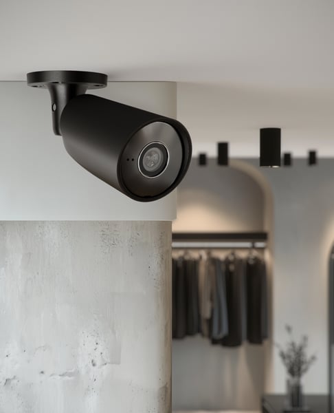 Caméra Ajax installée au plafond d’un commerce